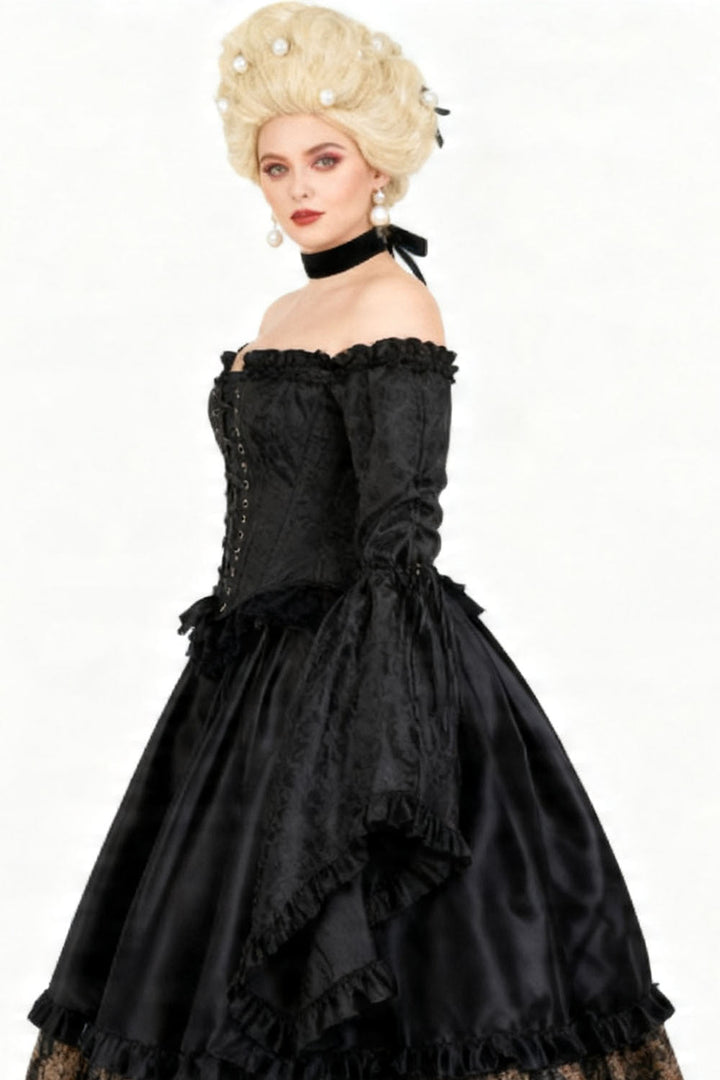 Midnight Black Yumiko Rococo Overbust Corset - view 5 | LUXE NOIR