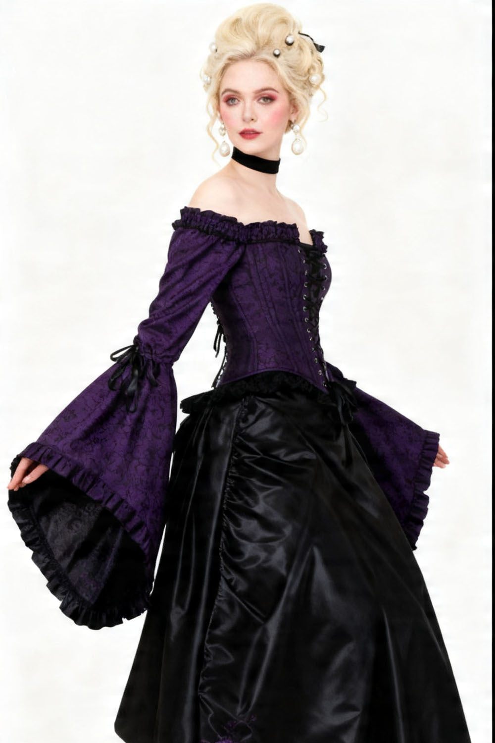 Deep Purple Yumiko Rococo Overbust Off Shoulder Corset - view 5 | LUXE NOIR