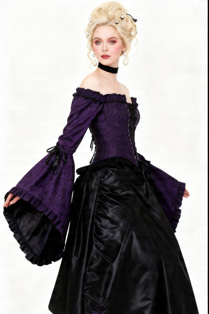 Deep Purple Yumiko Rococo Overbust Off Shoulder Corset - view 5 | LUXE NOIR