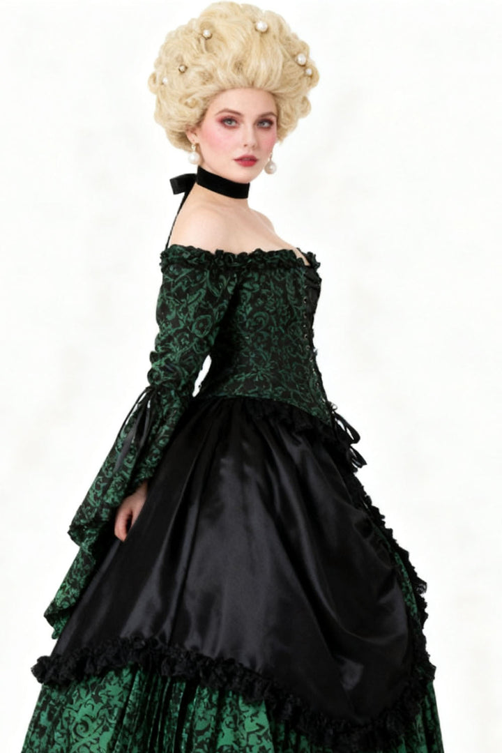 Emerald Black Yumiko Rococo Overbust Off Shoulder Corset - view 5 | LUXE NOIR