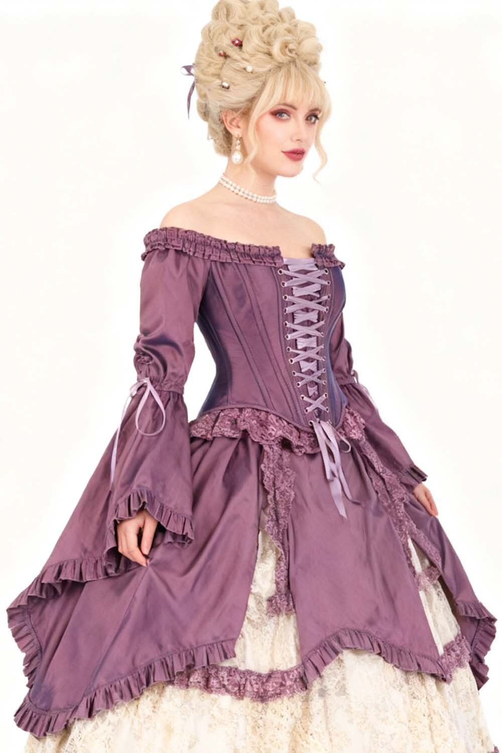 Lilac Yumiko Rococo Overbust Off Shoulder Corset - view 5 | LUXE NOIR