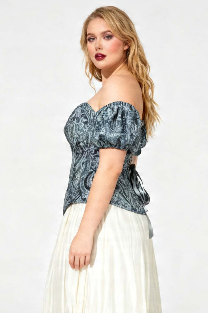 Sage Baroque Meria Overbust Corset with Detachable Sleeves