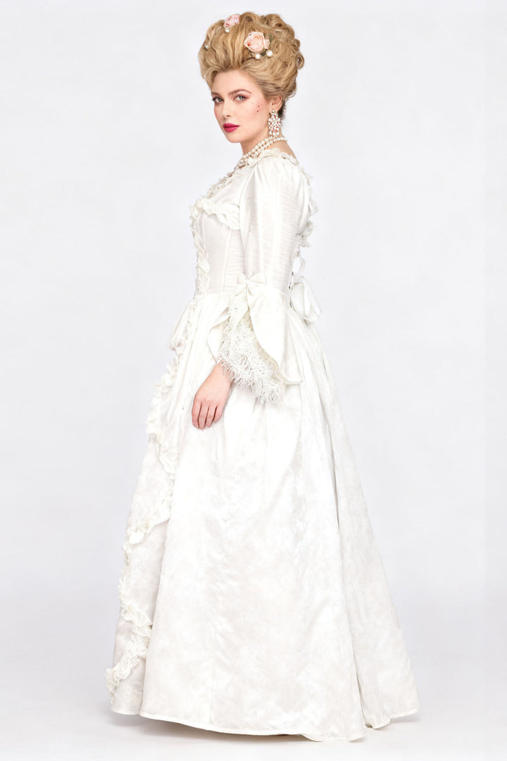 Ivory Rococo Muse Corset Dress with Bell Sleeves - view 5 | LUXE NOIR