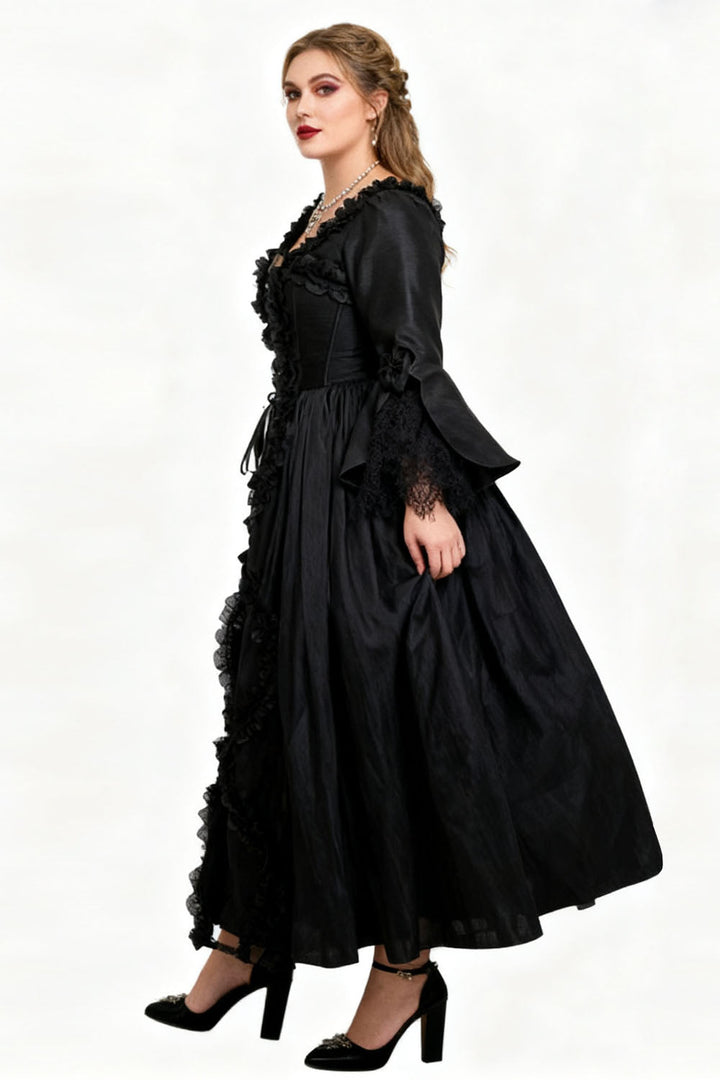 Midnight Black Rococo Muse Corset Dress - view 5 | LUXE NOIR
