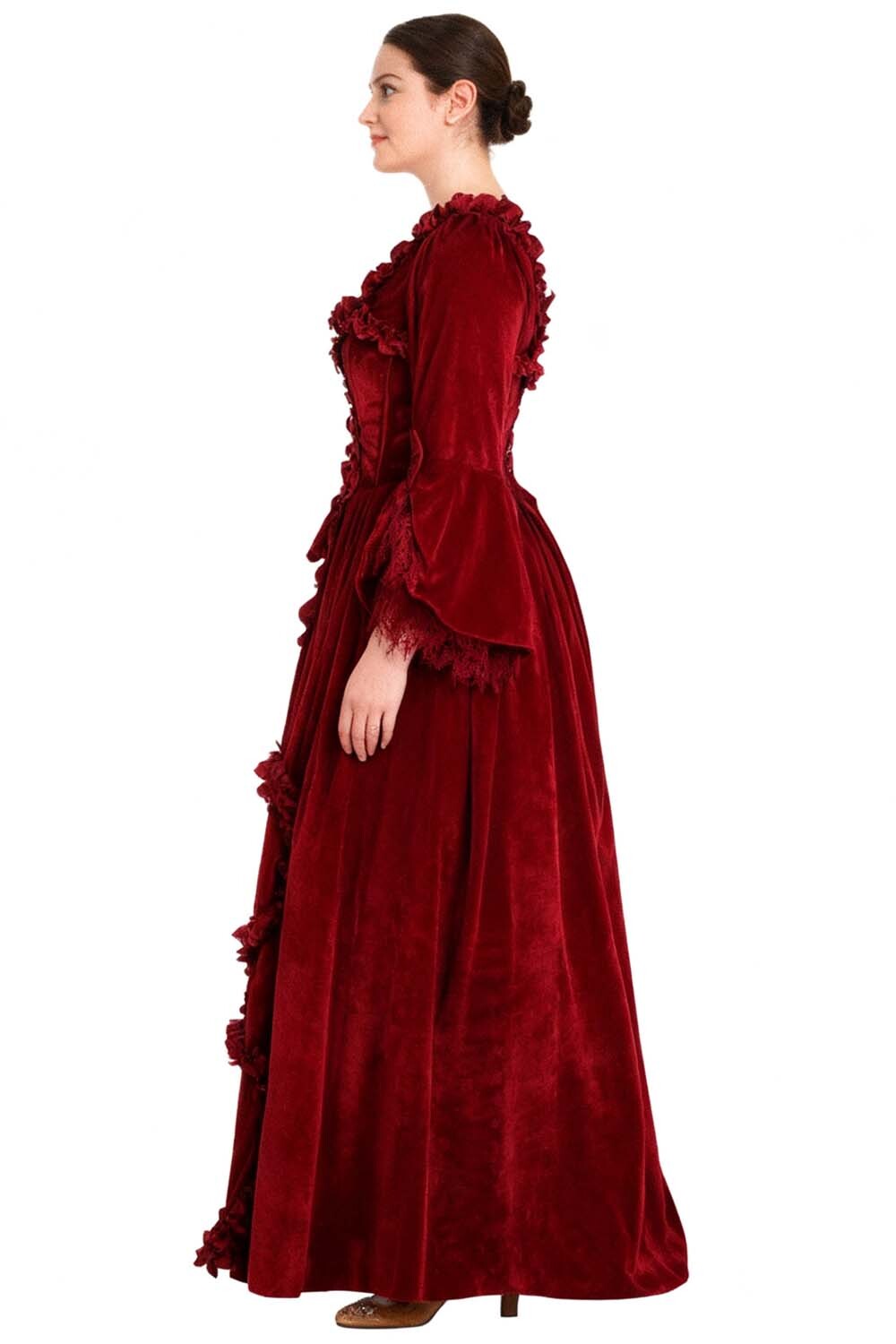Maroon Rococo Muse Corset Dress - view 5 | LUXE NOIR