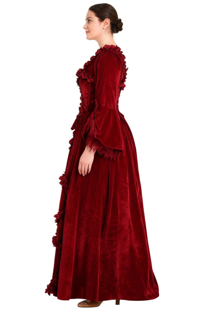 Maroon Rococo Muse Corset Dress - view 5 | LUXE NOIR