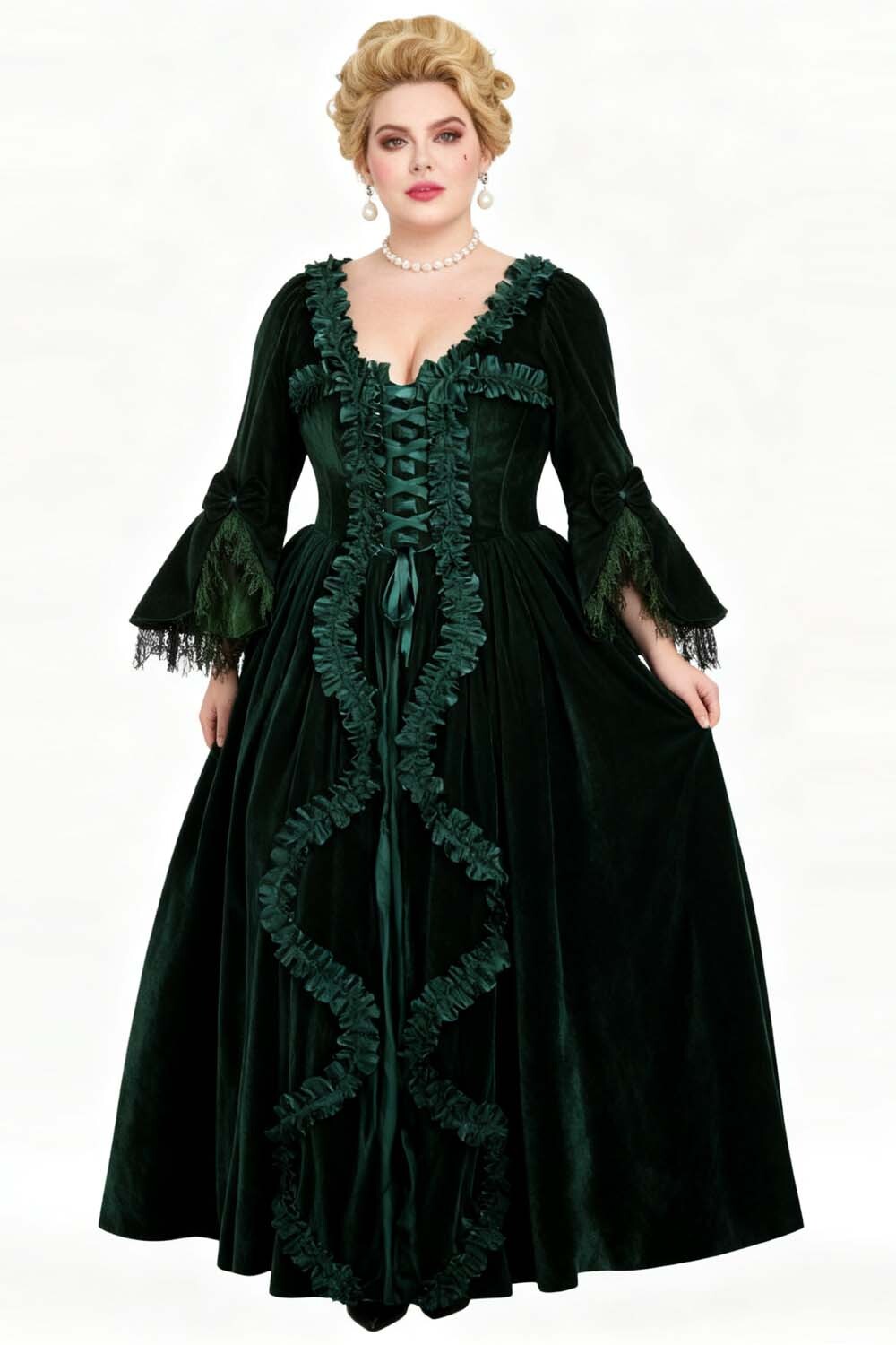 Emerald Green Rococo Muse Corset Dress - view 5 | LUXE NOIR