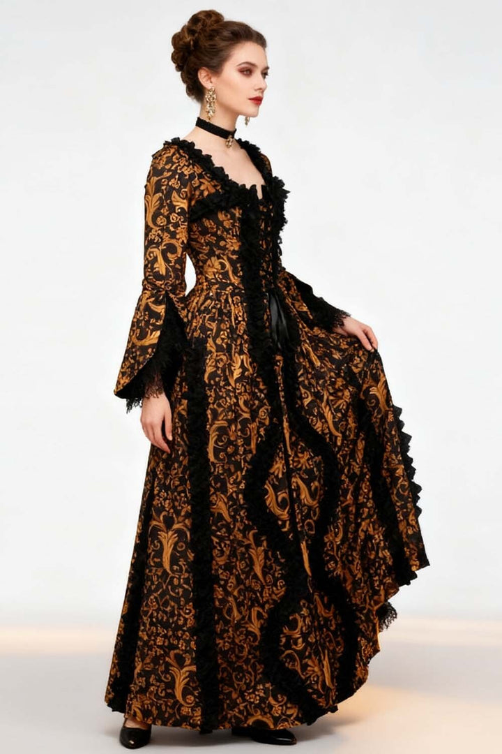 Golden Baroque Rococo Muse Corset Dress - view 5 | LUXE NOIR