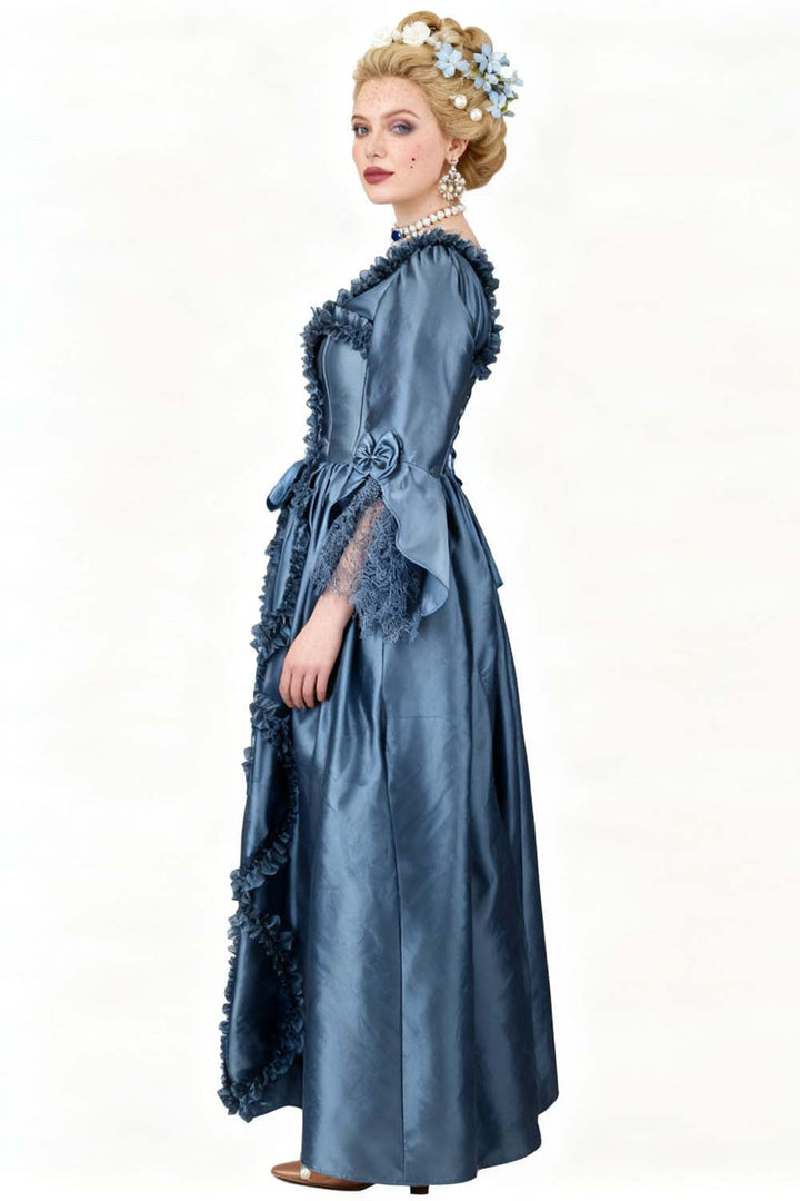 Dusty Blue Rococo Muse Corset Dress - view 5 | LUXE NOIR