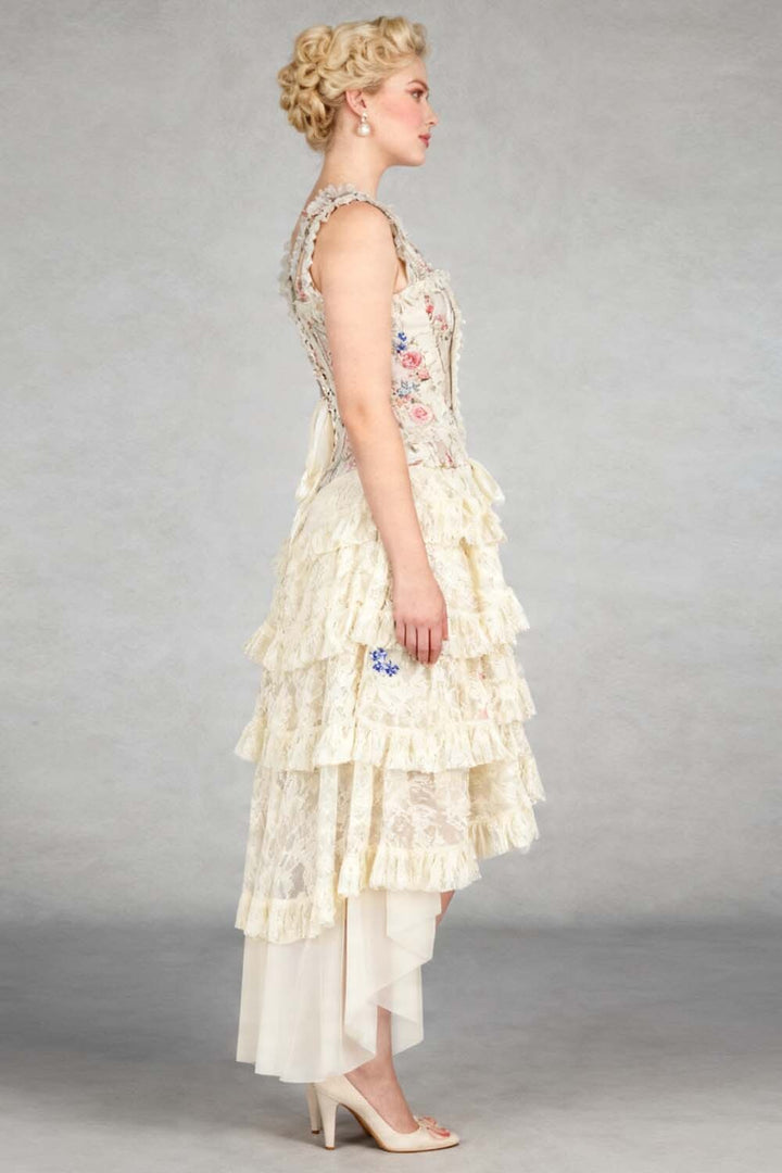 Ivory Floral Anastasia Rococo Corset Dress - view 5 | LUXE NOIR