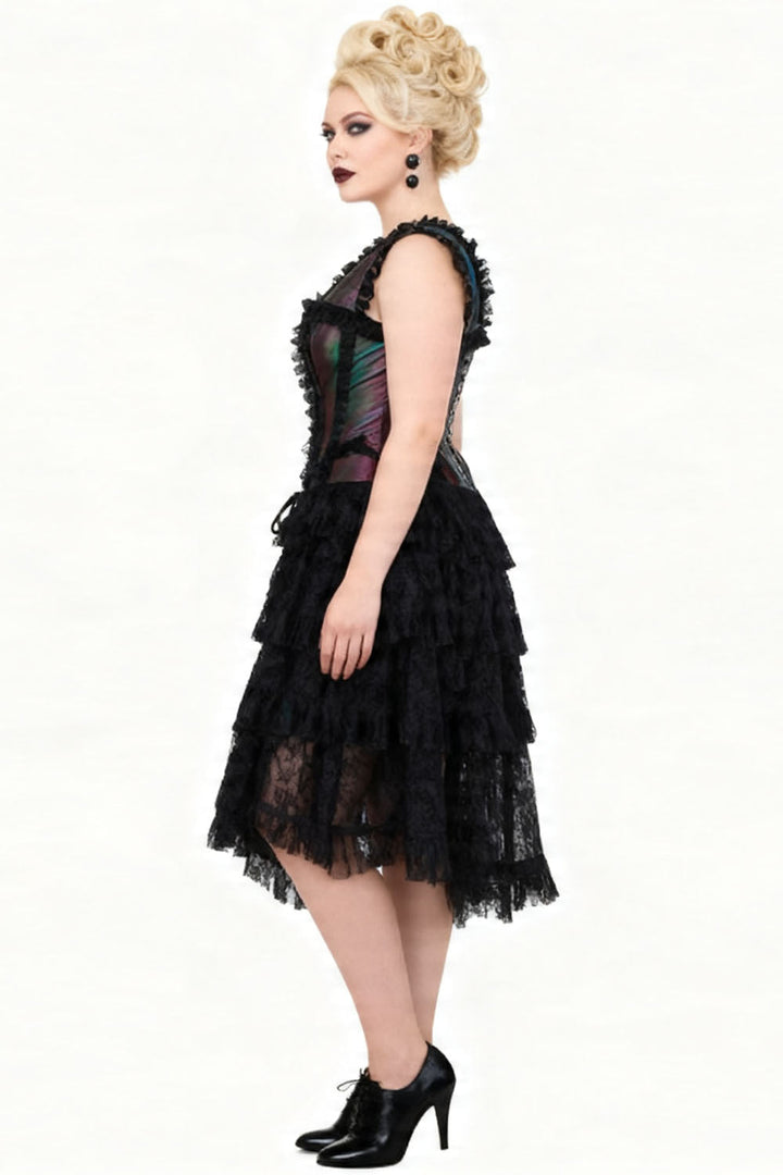 Emerald Burgundy Anastasia Rococo Corset Dress - view 5 | LUXE NOIR