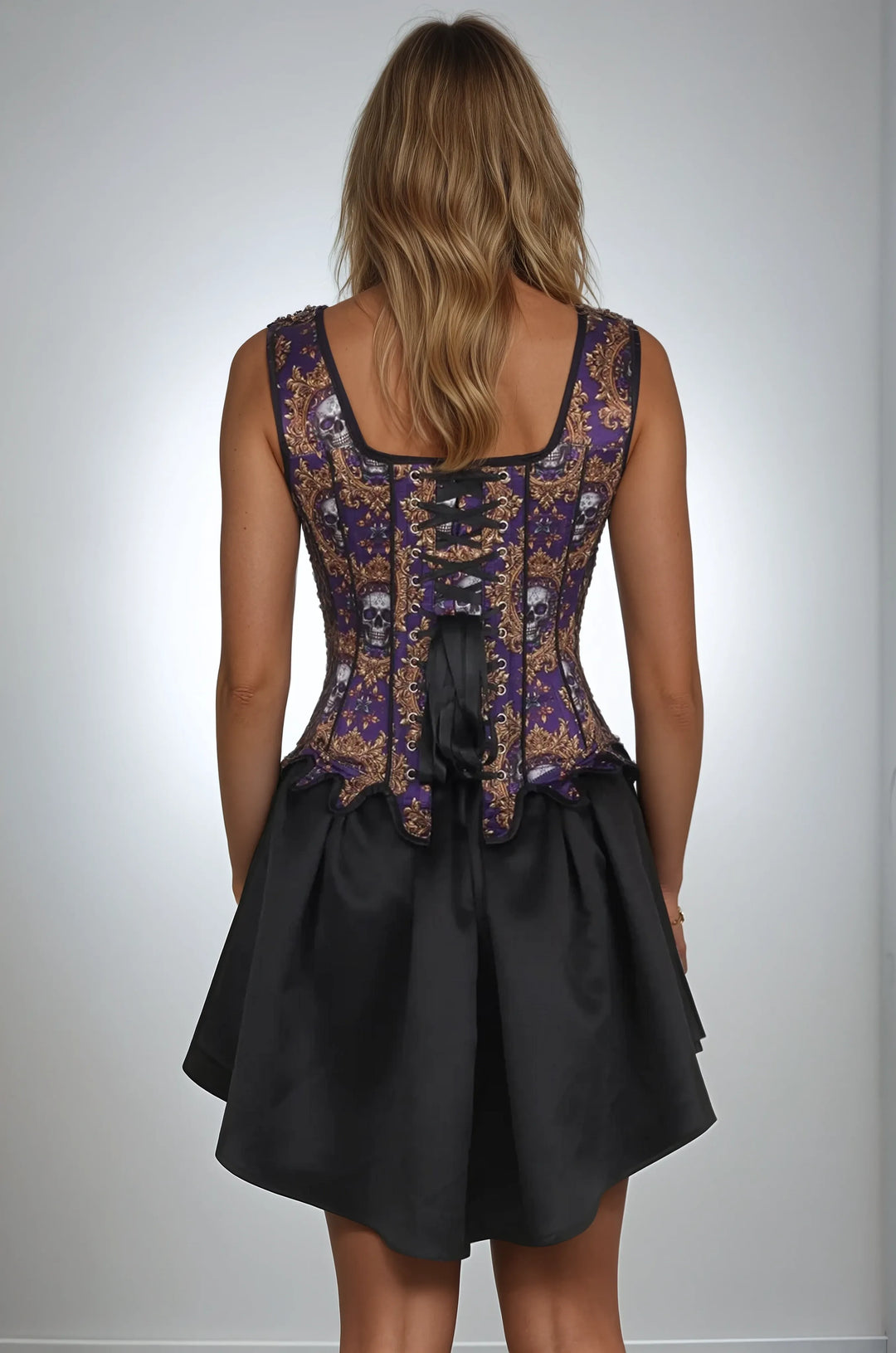 Madyson Skull Print Gothic Overbust Corset