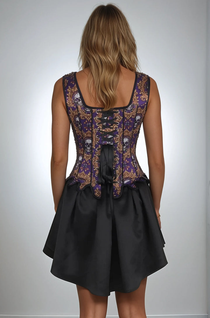 Madyson Skull Print Gothic Overbust Corset