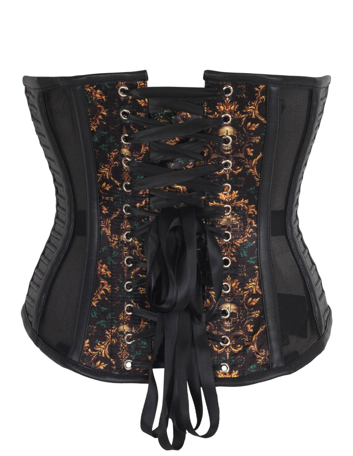 Kimmy Baroque Floral Scrolls &amp; Skull Corset