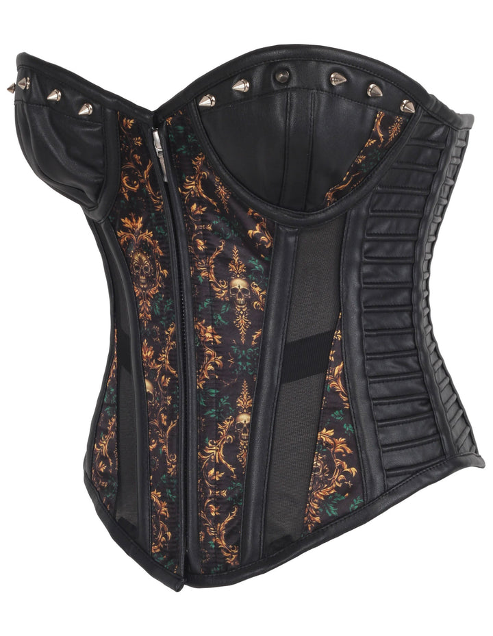 Kimmy Baroque Floral Scrolls &amp; Skull Corset