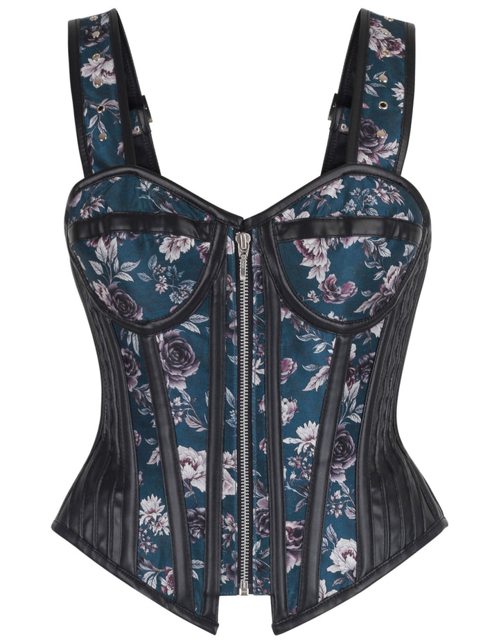Skyelar Midnight Bloom Teal Corset