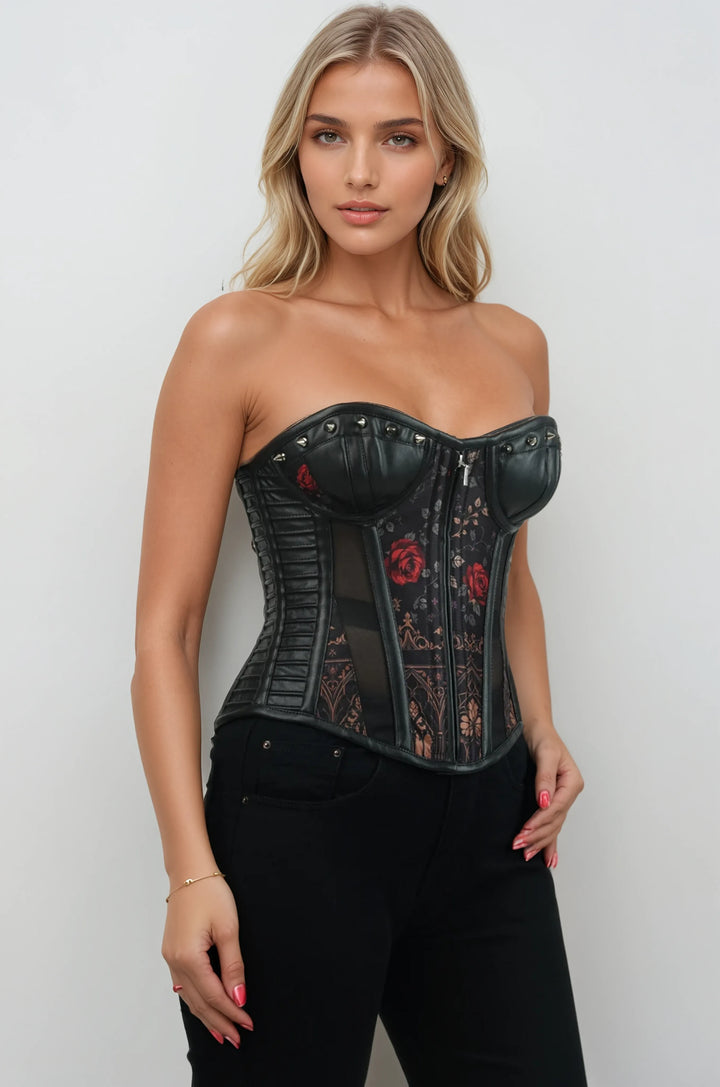 Banksy Gothic Pattern Red Rose Corset