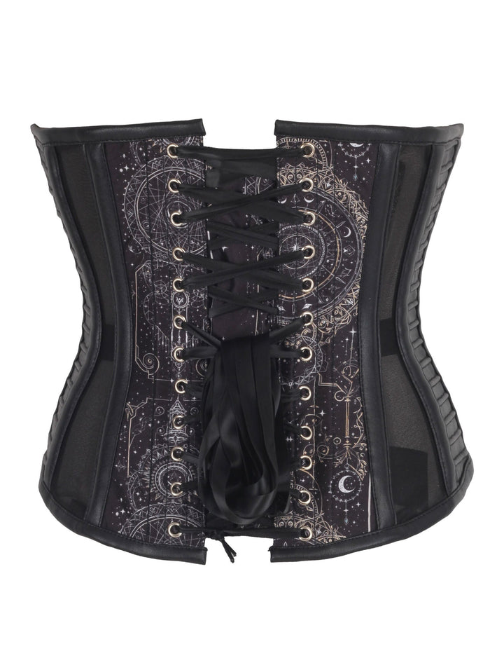 Kaylinn Gothic Zodiac Scrolls Overbust Corset