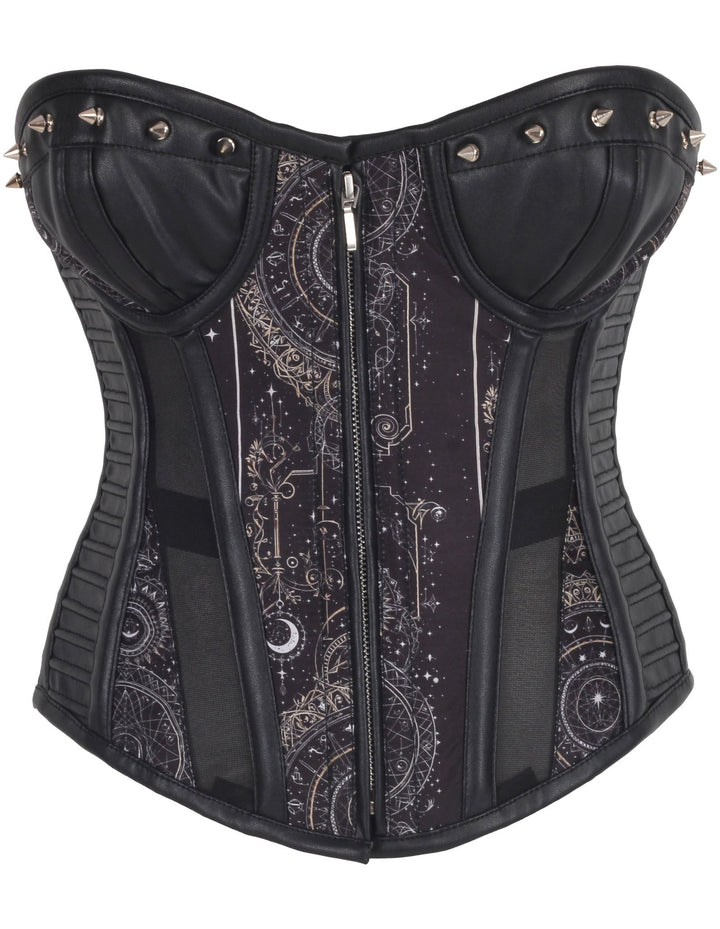 Kaylinn Gothic Zodiac Scrolls Overbust Corset