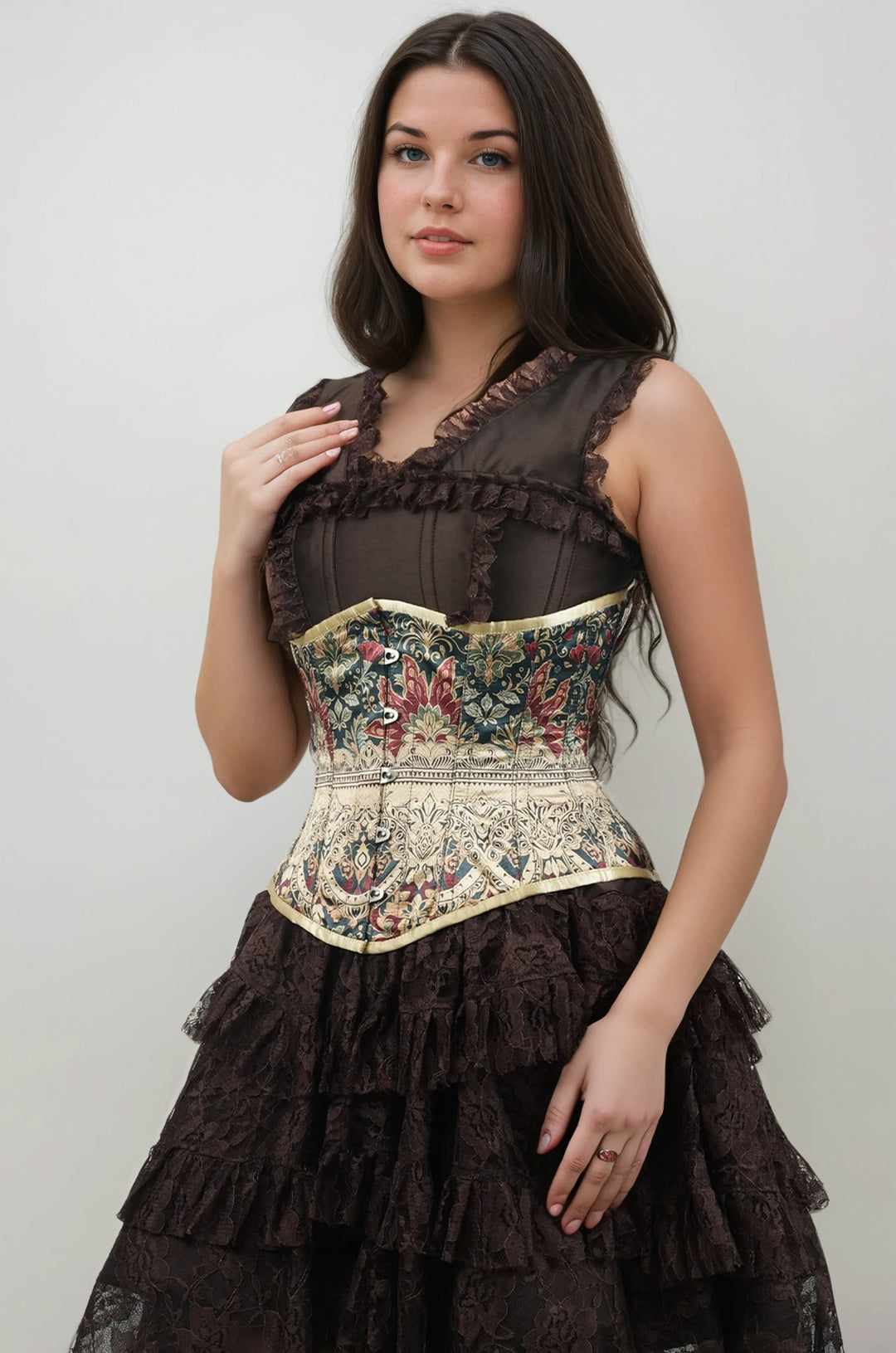 Irvina Floral Satin Underbust Corset