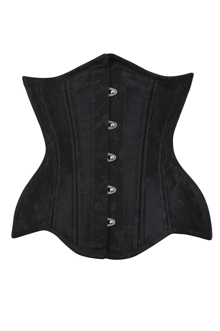 Emerie Waist Trainer Black Brocade Curvy Corset