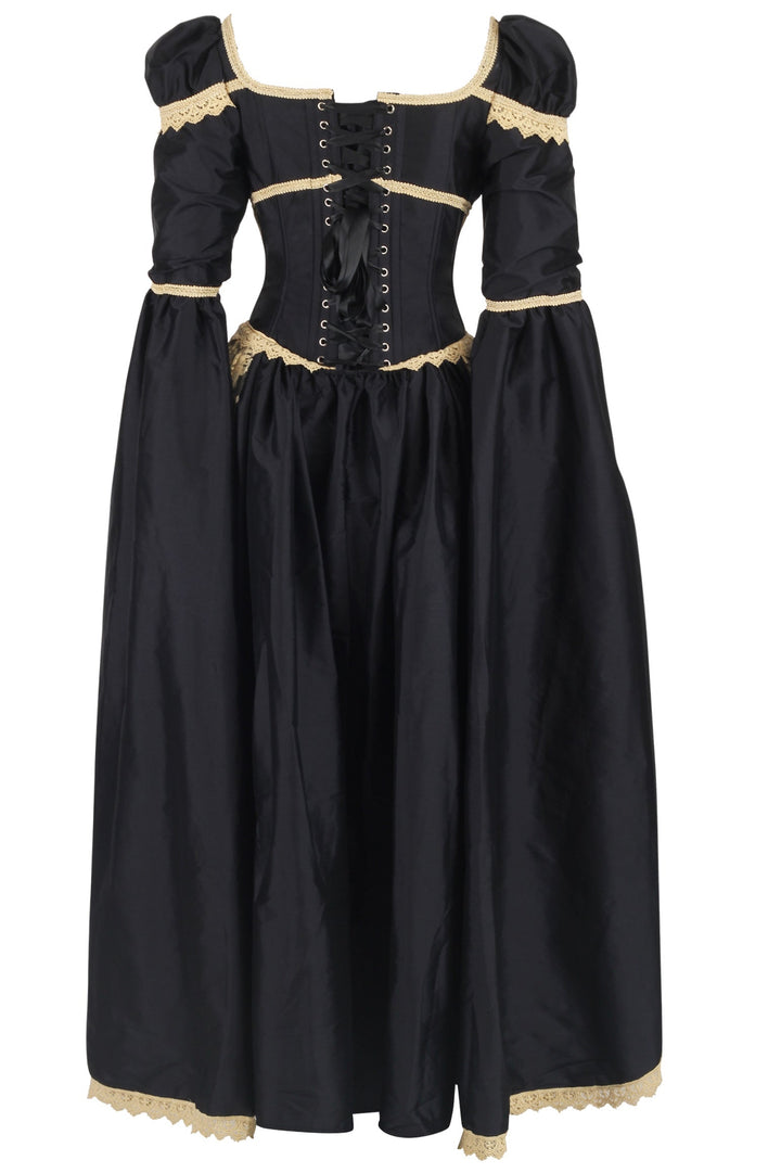 Jelisa Elven Inspired Rococo Black Corset Dress - view 3 | LUXE NOIR