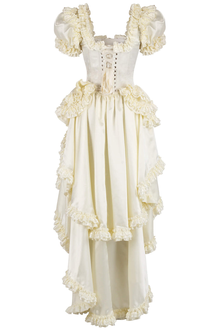 Lanessa Rococo Satin Frill Corset Dress - view 3 | LUXE NOIR
