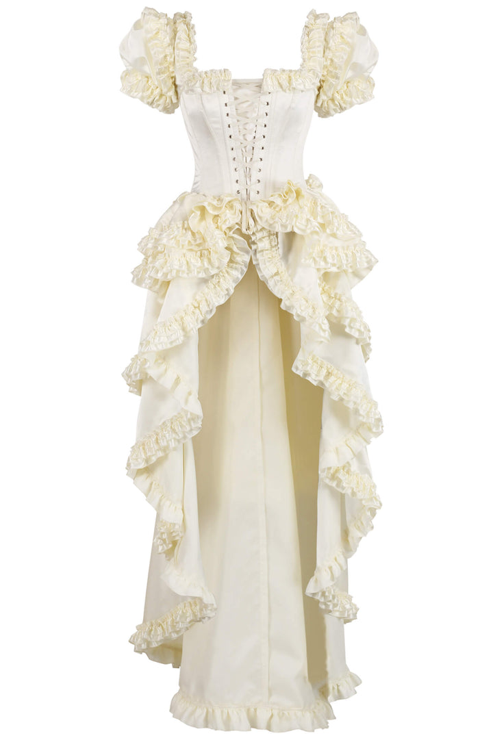 Lanessa Rococo Satin Frill Corset Dress | LUXE NOIR