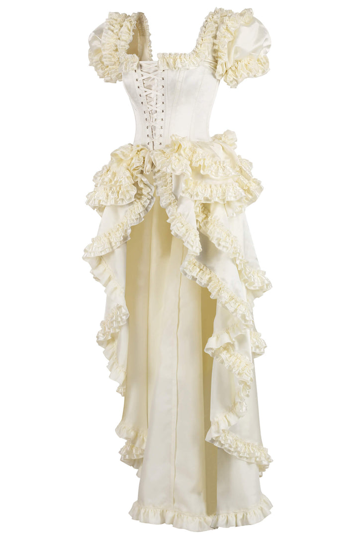Lanessa Rococo Satin Frill Corset Dress - view 2 | LUXE NOIR