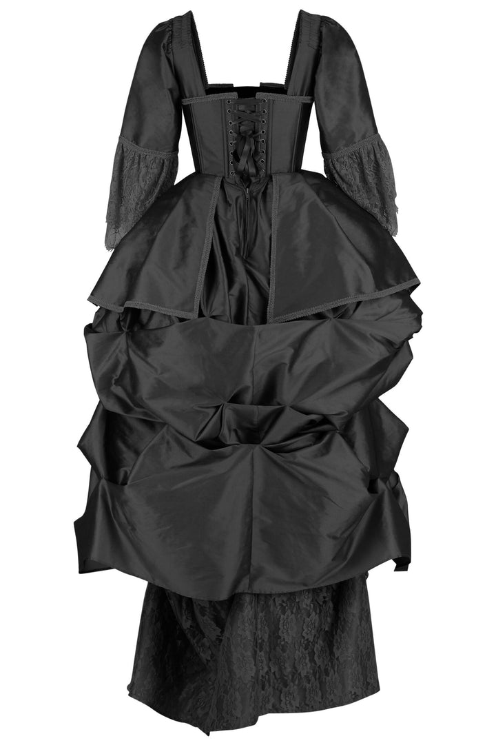 Jonni Rococo Marie Black Taffeta Corset Dress - view 3 | LUXE NOIR