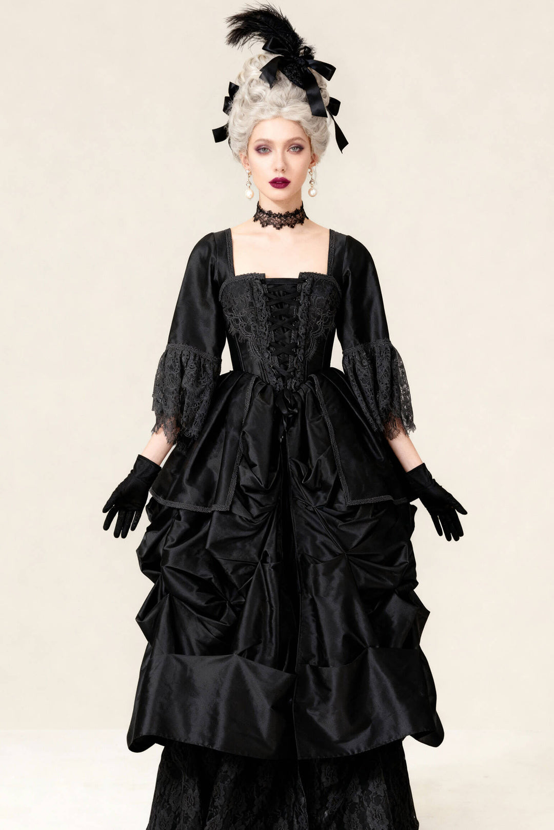 Jonni Rococo Marie Black Taffeta Corset Dress - view 4 | LUXE NOIR