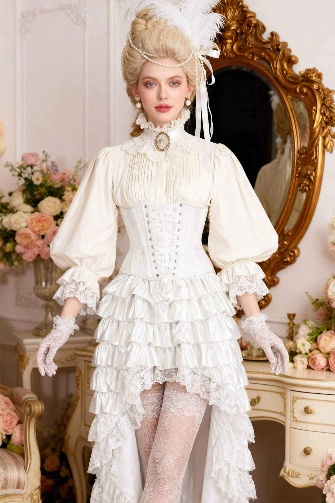 Yori Rococo White Underbust Corset Dress - view 4 | LUXE NOIR