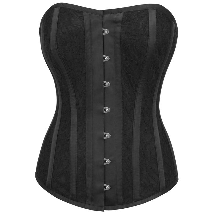 Edelynn Black Satin With Lace Overlay Corset