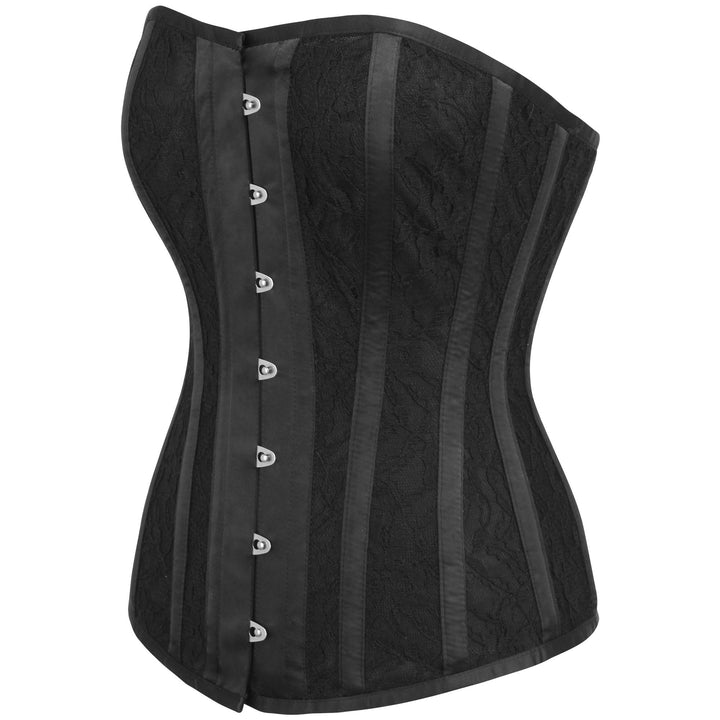 Edelynn Black Satin With Lace Overlay Corset