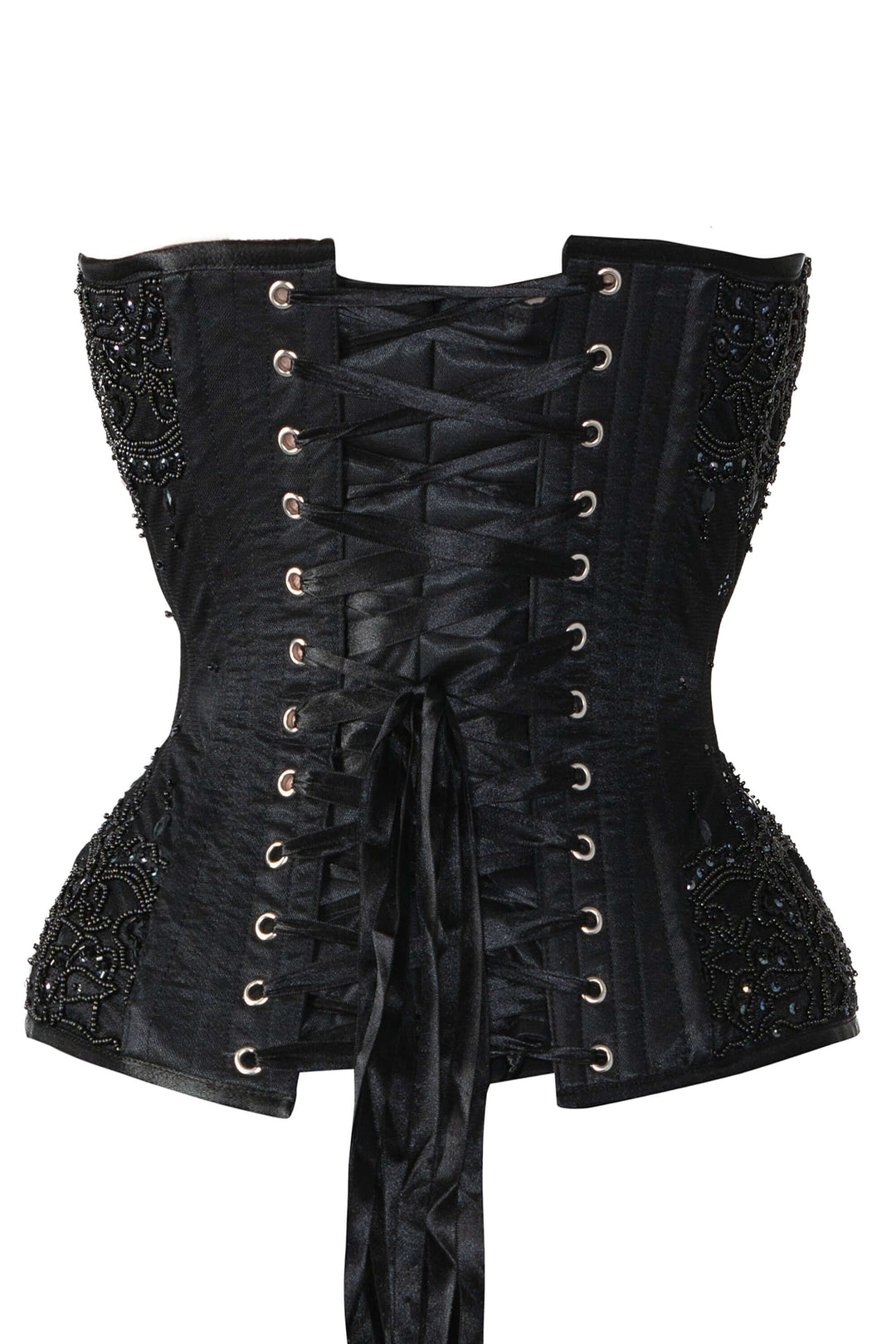 Kadia Black Satin with Lace Overlay Couture Corset