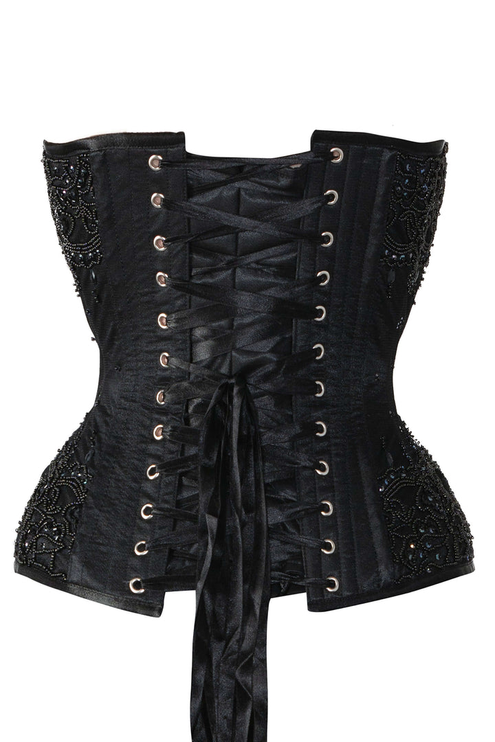 Kadia Black Satin with Lace Overlay Couture Corset