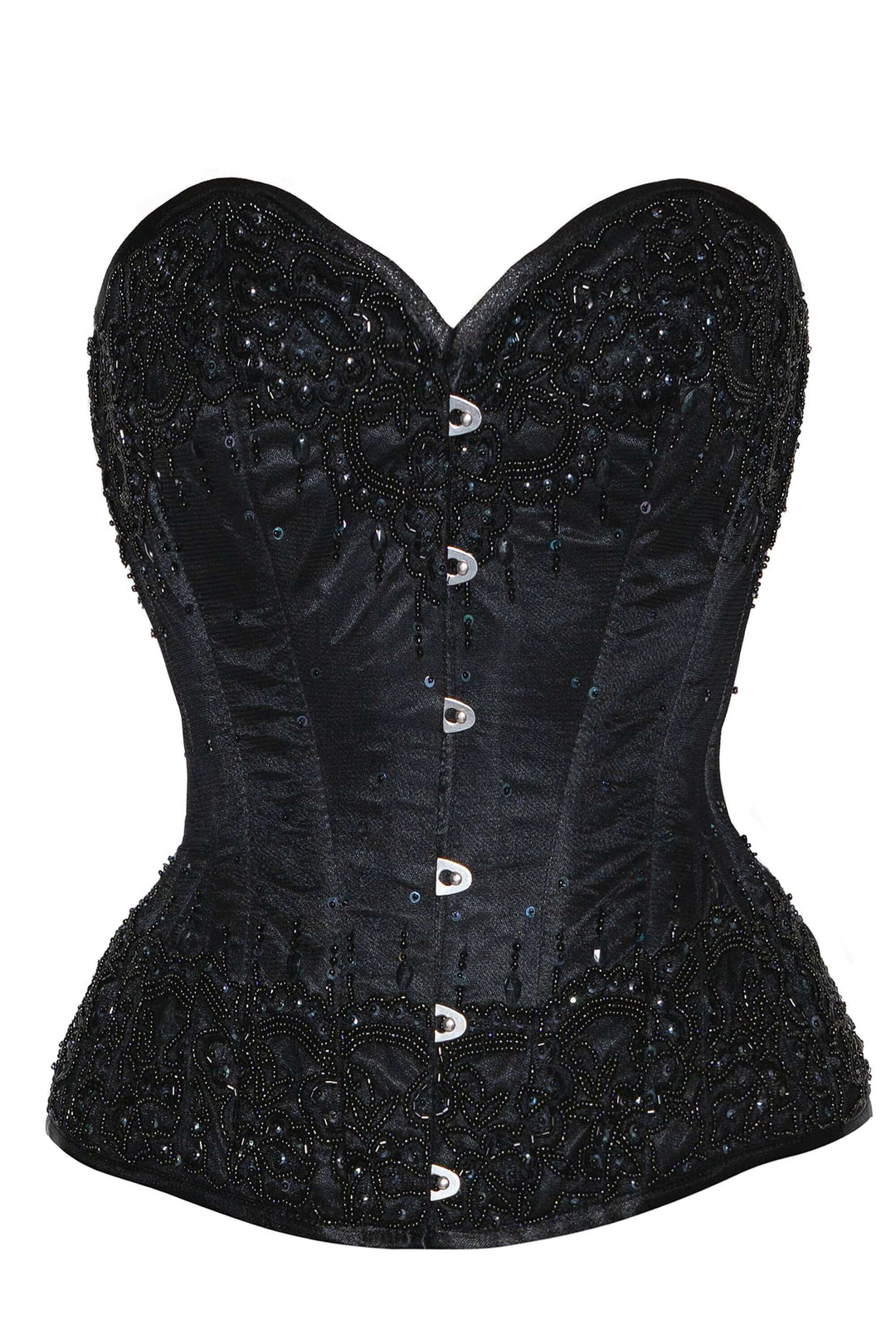 Kadia Black Satin with Lace Overlay Couture Corset
