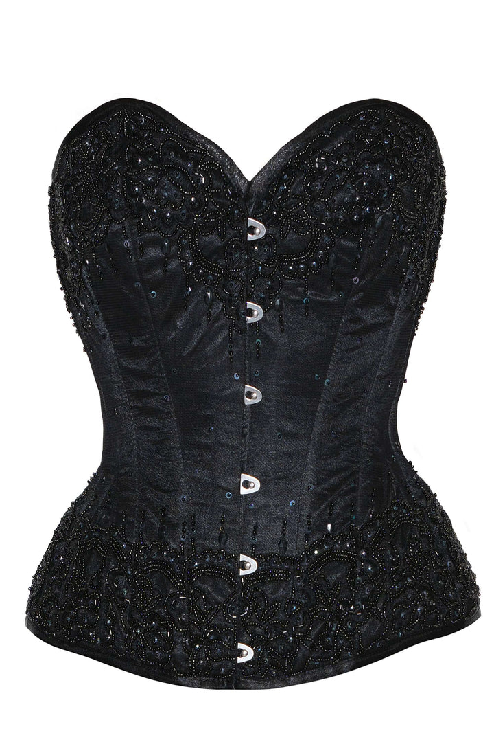 Kadia Black Satin with Lace Overlay Couture Corset