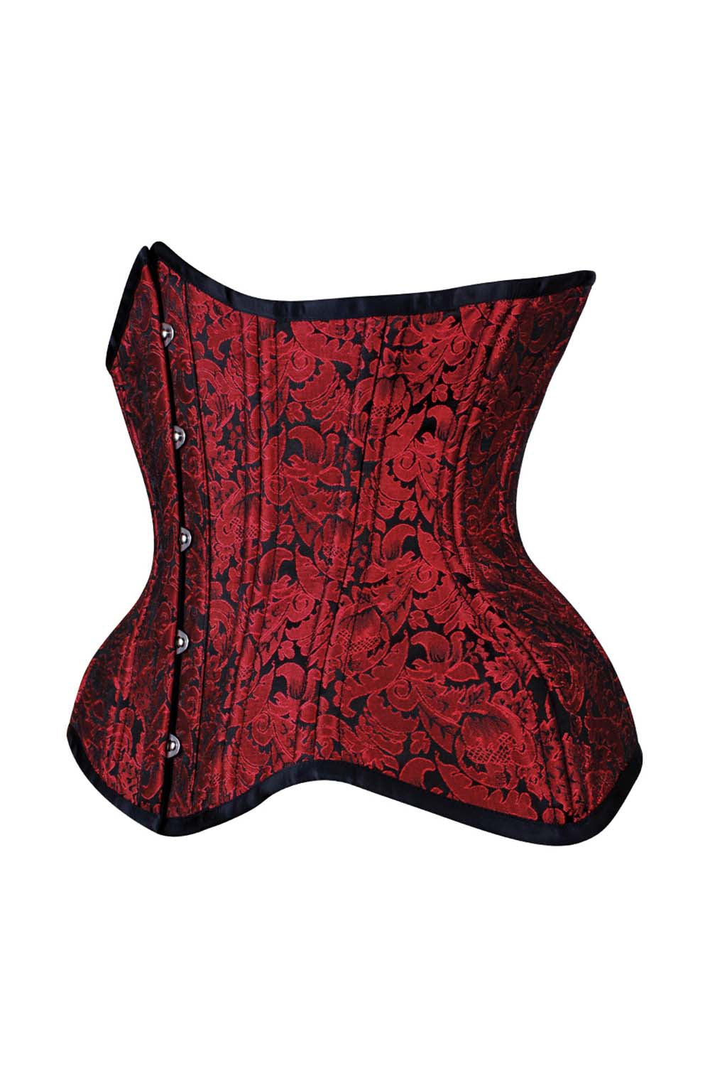 IVY Curvy Underbust Waist-Training Corset in Maroon Brocade - side view