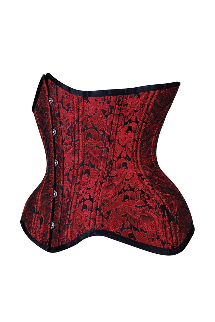 IVY Curvy Underbust Waist-Training Corset in Maroon Brocade - side view