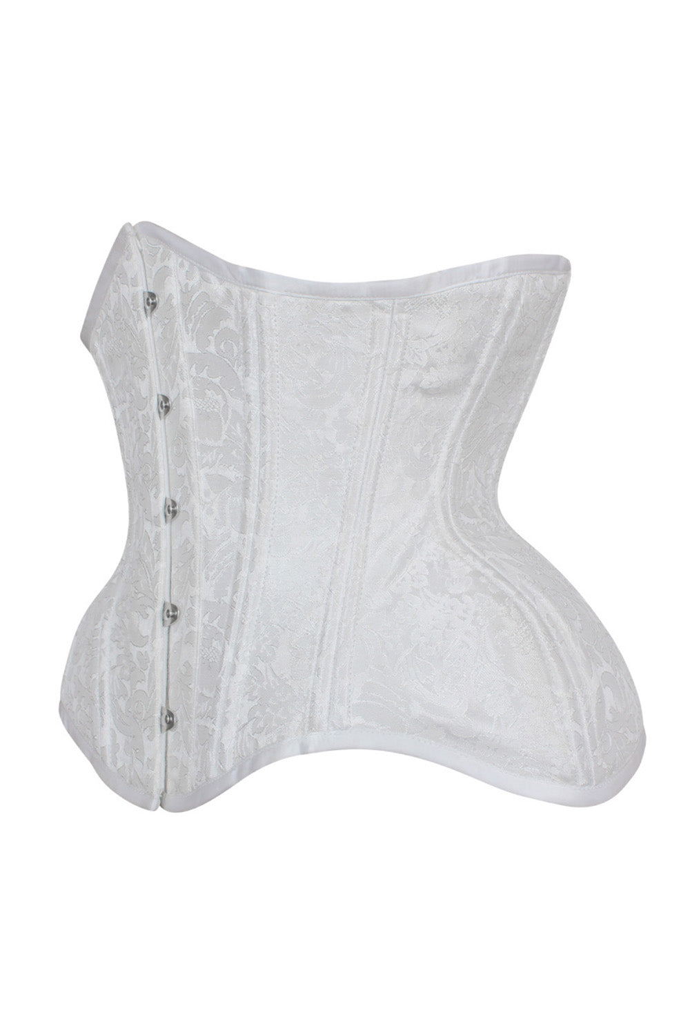 IVY Curvy Underbust Waist-Training Corset in White Brocade-Cotton - side view