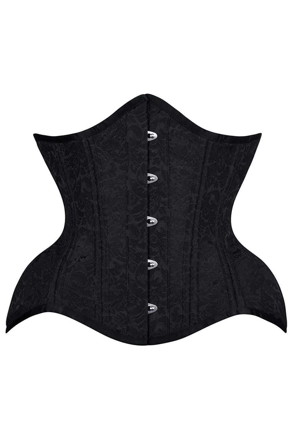 IVY Curvy Underbust Waist-Training Corset in Black Brocade - front view