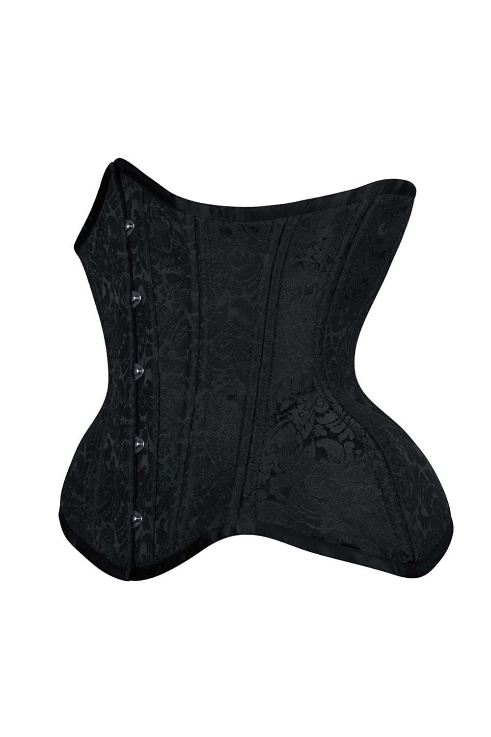 IVY Curvy Underbust Waist-Training Corset in Black Brocade - side view
