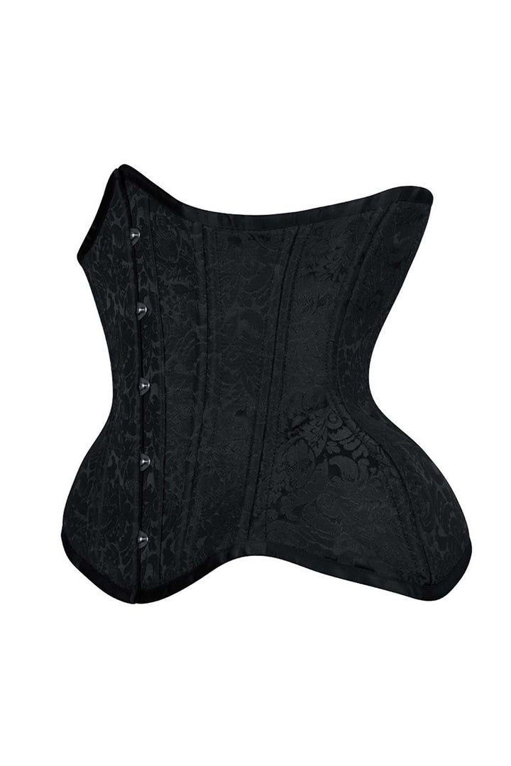 IVY Curvy Underbust Waist-Training Corset in Black Brocade - side view