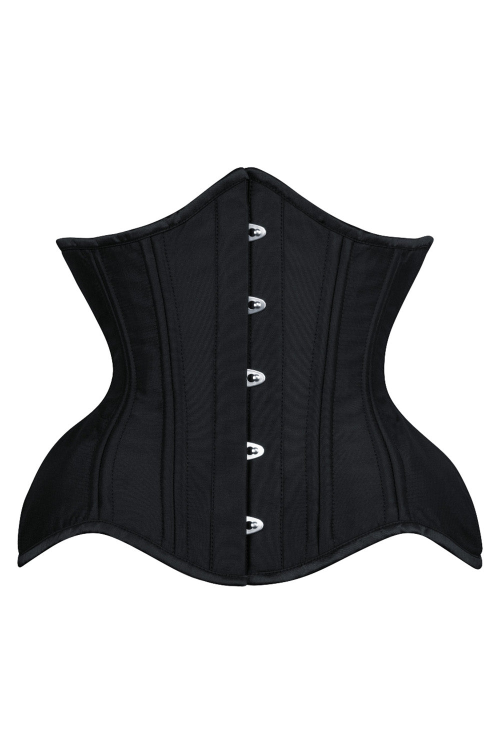 IVY Curvy Underbust Waist-Training Corset in Black Taffeta - front view