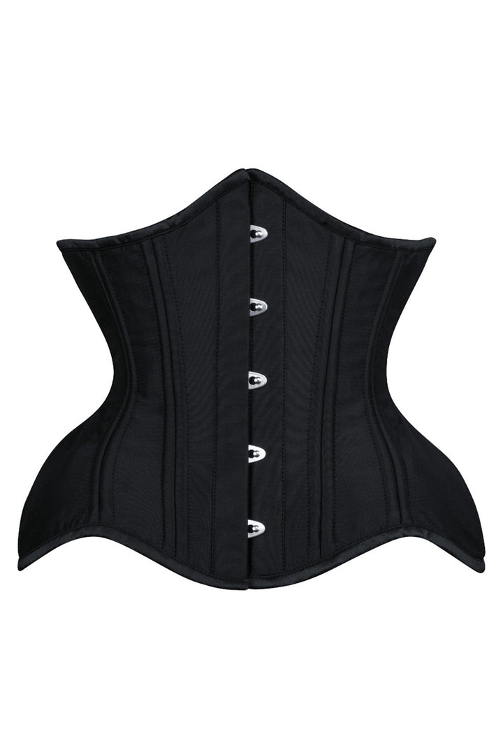 IVY Curvy Underbust Waist-Training Corset in Black Taffeta - front view