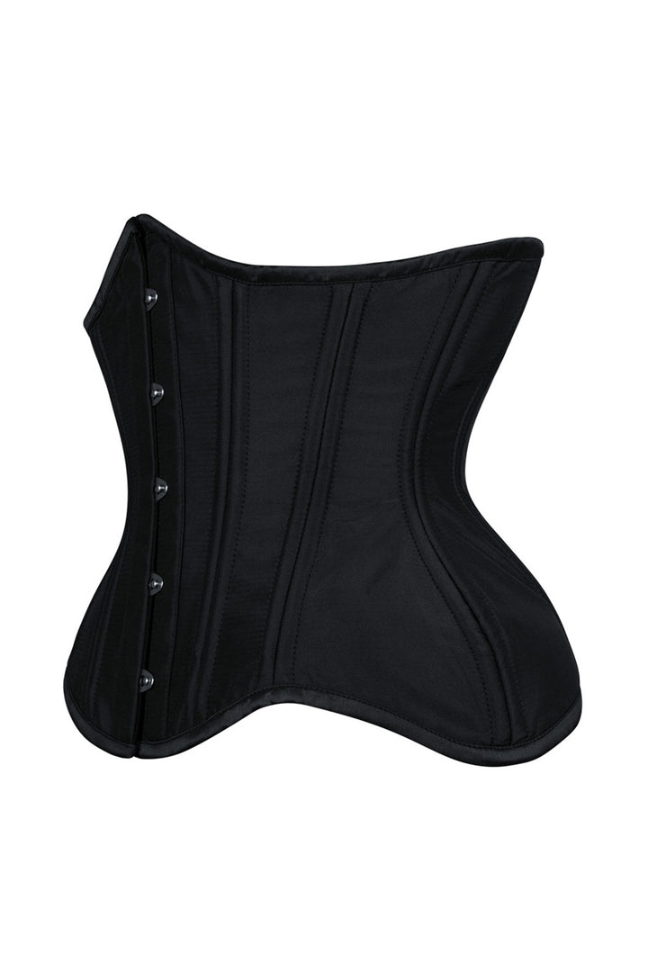 IVY Curvy Underbust Waist-Training Corset in Black Taffeta - side view