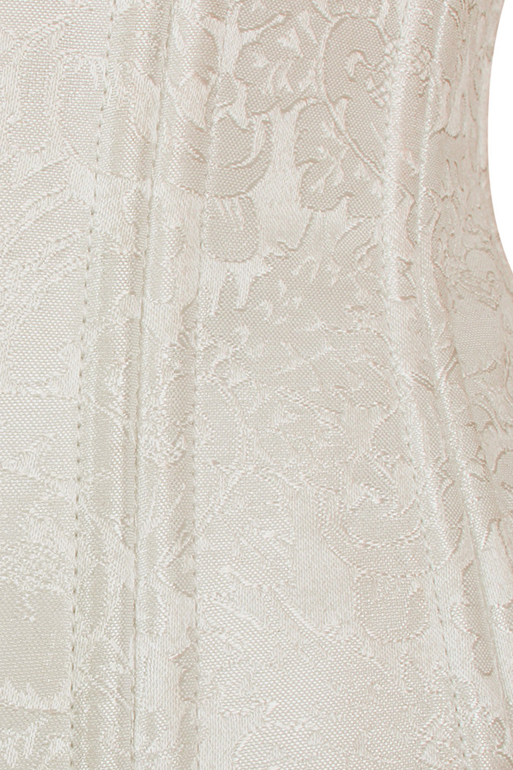 IVY skull busk underbust waist training corset in ivory brocade - skull busk close-up