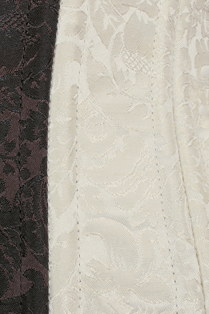 IVY skull busk underbust waist training corset in ivory &amp; brown brocade - skull busk close-up