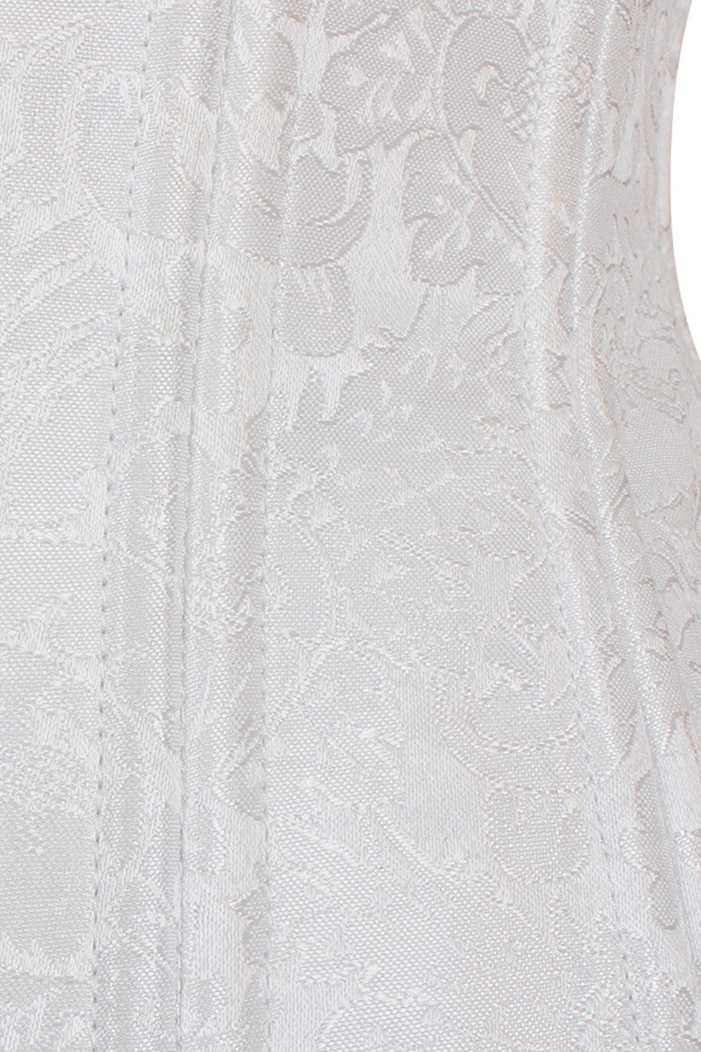 IVY skull busk underbust waist training corset in white brocade - skull busk close-up